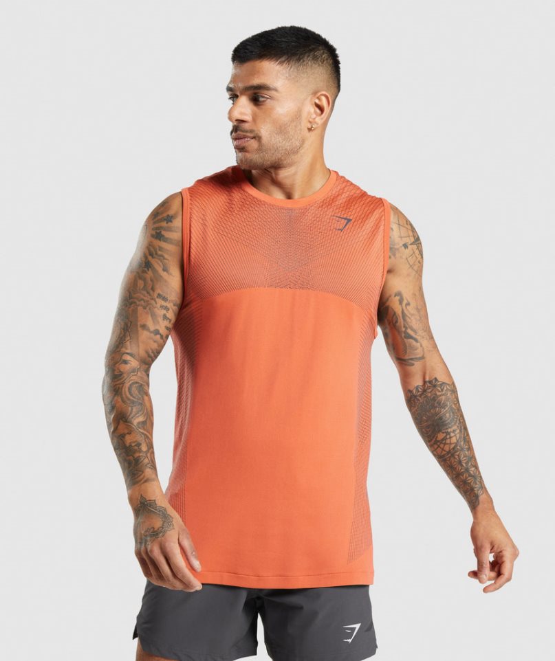 Men\'s Gymshark Apex Seamless Tanks Orange | NZ 1LGKCI